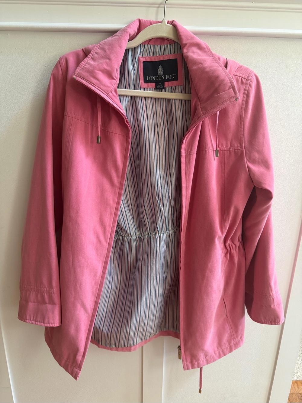 London Fog Pink Drawstring-Waist Utility Jacket